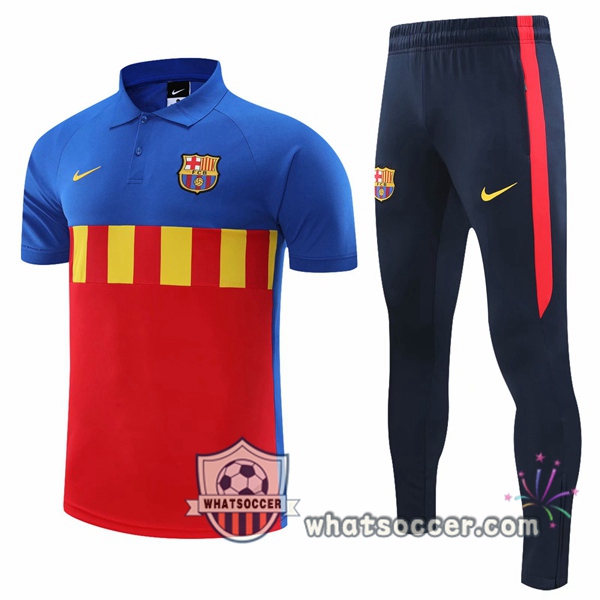 Training Polo Set FC Barcelona + Pants Blue Red 2020-2021
