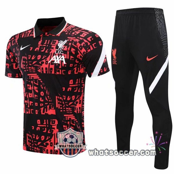Training Polo Set FC Liverpool + Pants Red Black 2020-2021