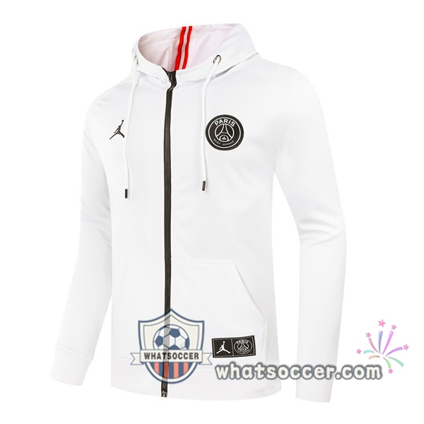 JORDAN Paris PSG White Hooded Sweater 2020-2021