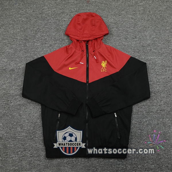 FC Liverpool Black Red Windbreaker Hoodie 2020-2021