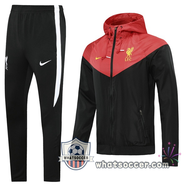 FC Liverpool Black Red Windbreaker Hoodie 2020-2021