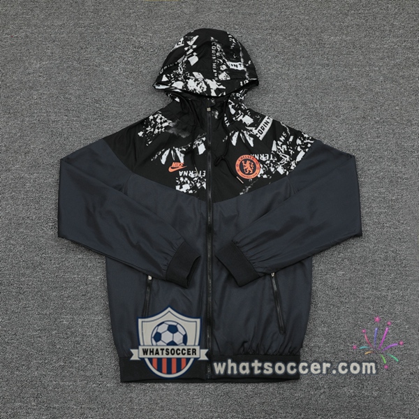 FC Chelsea Black Windbreaker Hoodie 2020-2021