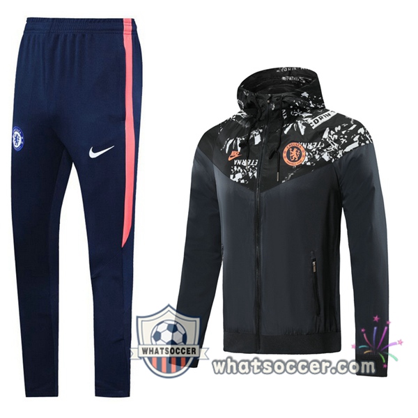 FC Chelsea Black Windbreaker Hoodie 2020-2021