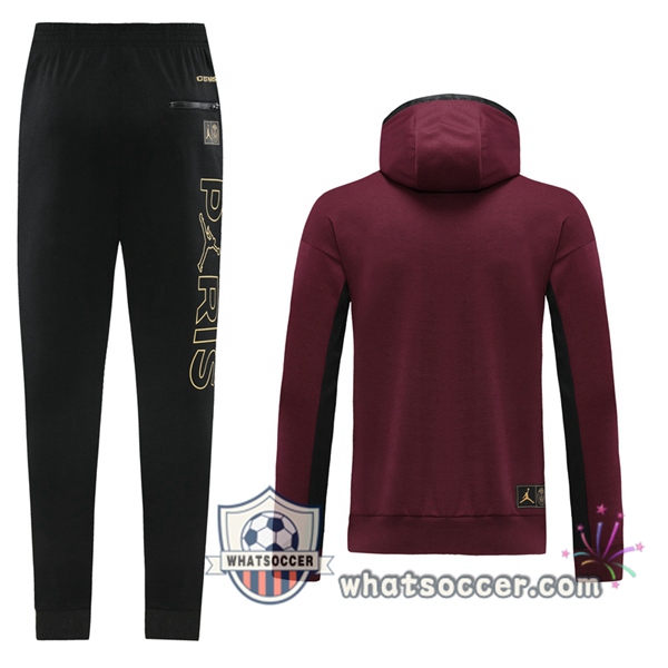 Paris PSG Dark Red Hooded Jacket 2020-2021