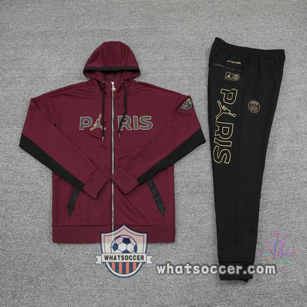 Paris PSG Dark Red Hooded Jacket 2020-2021