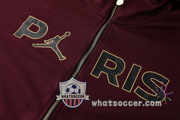 Paris PSG Dark Red Hooded Jacket 2020-2021