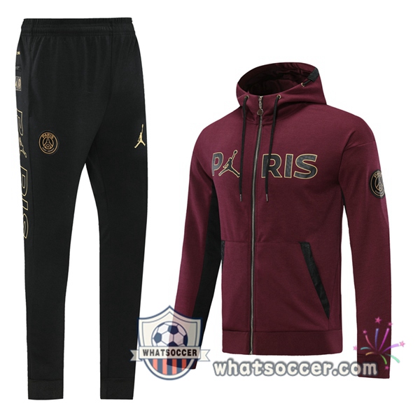 Paris PSG Dark Red Hooded Jacket 2020-2021