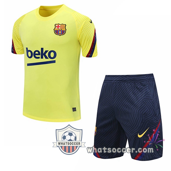 FC Barcelona + Shorts Yellow Training T-Shirt Suit 2020-2021