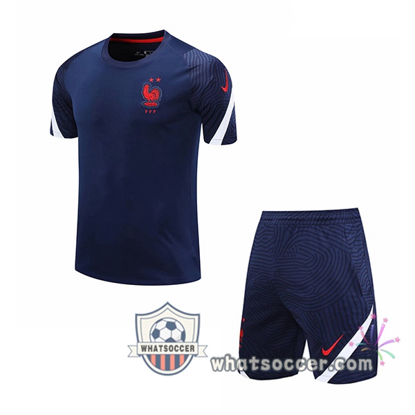 France + Shorts Blue Royal Training T-Shirt Suit 2020-2021