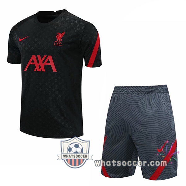 FC Liverpool + Shorts Black Training T-Shirt Suit 2020-2021