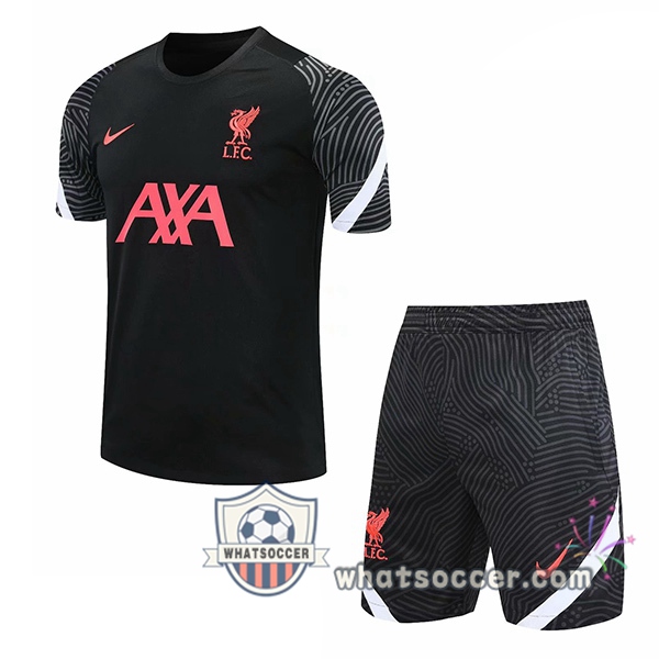 FC Liverpool + Shorts Black Training T-Shirt Suit 2020-2021