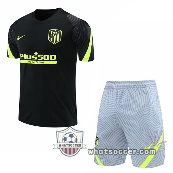 Atletico Madrid + Shorts Black Training T-Shirt Suit 2020-2021