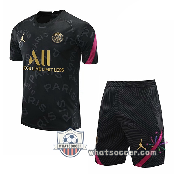 Paris PSG Jordan + Shorts Black Training T-Shirt Suit 2020-2021