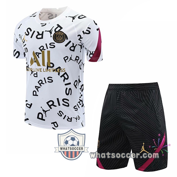 Paris PSG Jordan + Shorts White Training T-Shirt Suit 2020-2021