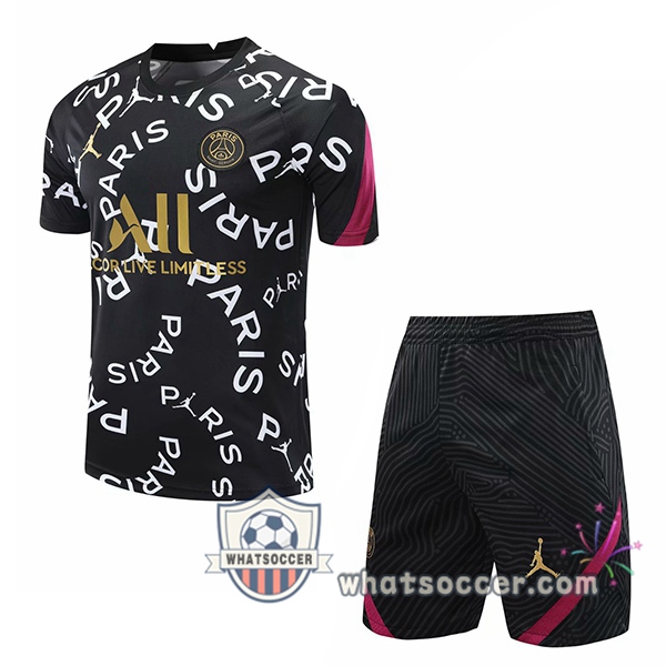 Paris PSG Jordan + Shorts Black Training T-Shirt Suit 2020-2021