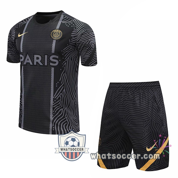 Paris PSG Jordan + Shorts Black Training T-Shirt Suit 2020-2021