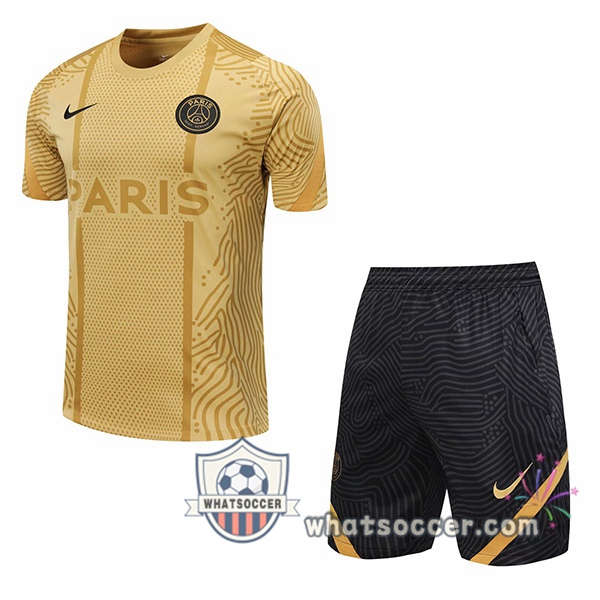 Paris PSG + Shorts Yellow Training T-Shirt Suit 2020-2021