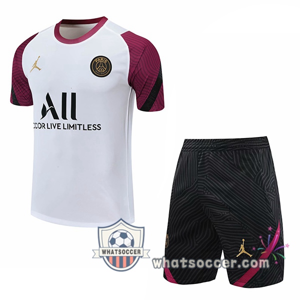 Paris PSG Jordan + Shorts White Training T-Shirt Suit 2020-2021