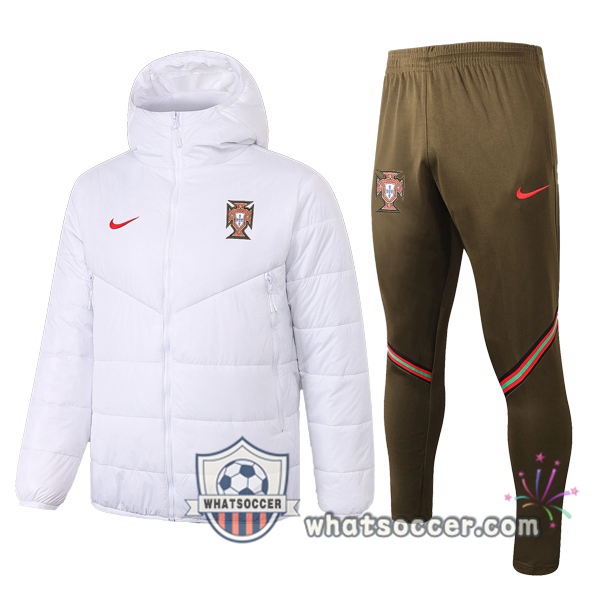 Portugal White Soccer Down Jacket + Pants 2020-2021