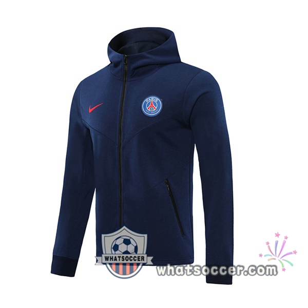 Paris PSG Blue Royal Hooded Jacket 2020-2021