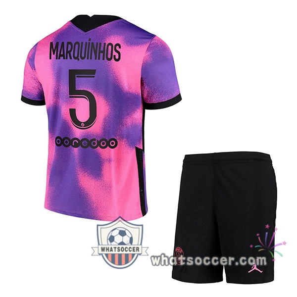 Jordan Paris PSG (Marquinhos 5) Kids Fourth Soccer Jerseys 2020-2021