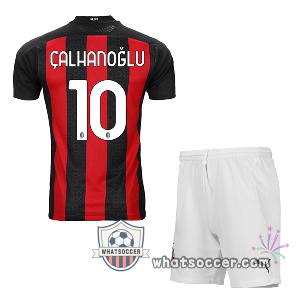 AC Milan (ÇALHANOĞLU 10) Kids Home Soccer Jerseys 2020-2021
