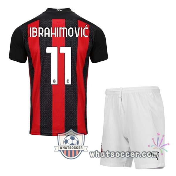 AC Milan (IBRAHIMOVIĆ 11) Kids Home Soccer Jerseys 2020-2021