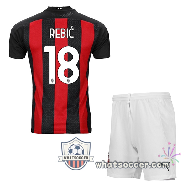AC Milan (REBIĆ 18) Kids Home Soccer Jerseys 2020-2021