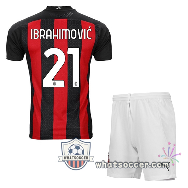 AC Milan (IBRAHIMOVIĆ 21) Kids Home Soccer Jerseys 2020-2021