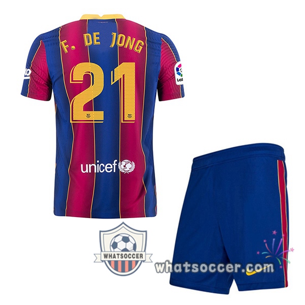 FC Barcelona (F. DE JONG 21) Kids Home Soccer Jerseys 2020-2021