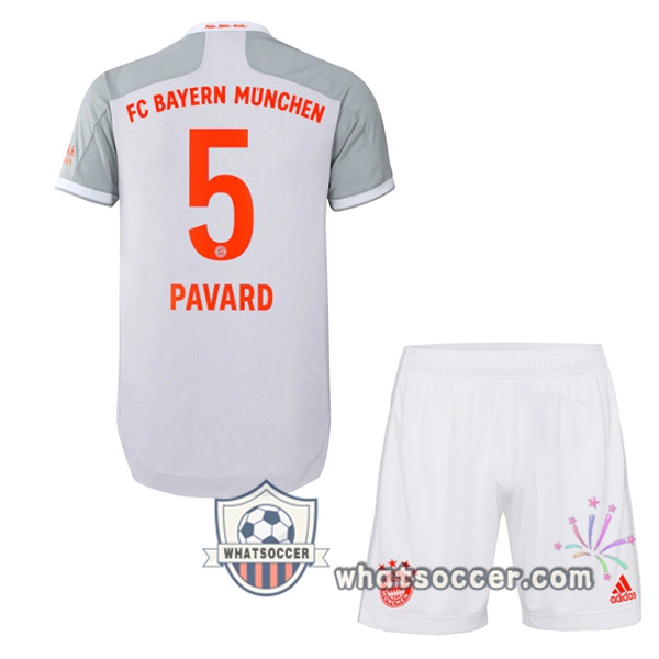 Bayern Munich (PAVARD 5) Kids Away Soccer Jerseys 2020-2021
