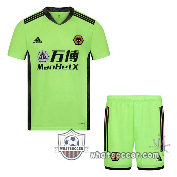 Wolves Kids Goalkeeper Soccer Jerseys Green 2020-2021