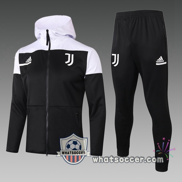 Juventus Kids Hooded Jacket Black White 2020-2021