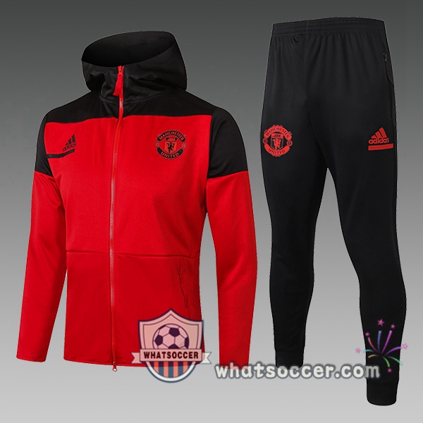 Manchester United Kids Hooded Jacket Red Black 2020-2021