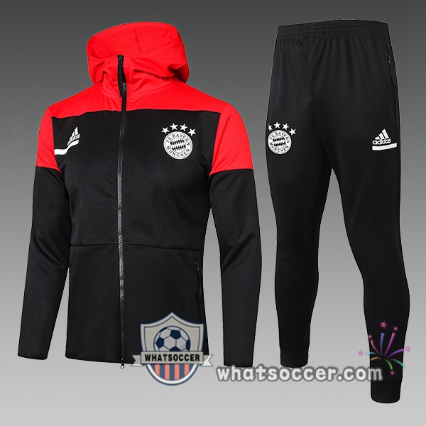 Bayern Munich Kids Hooded Jacket Black Red 2020-2021