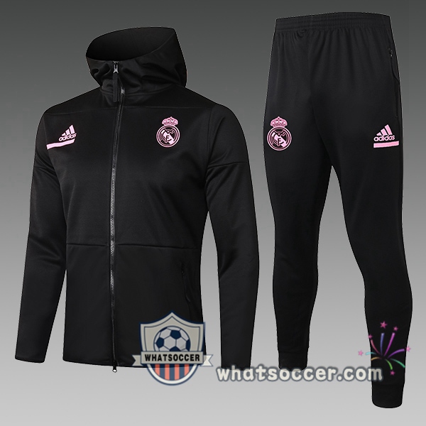 Real Madrid Kids Hooded Jacket Black 2020-2021