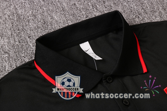 Training Polo Set AS Roma + Pants Black Red 2020-2021