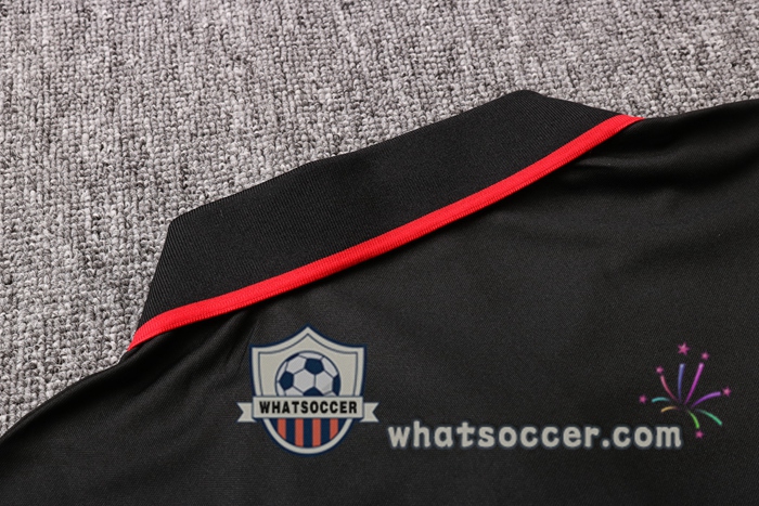 Training Polo Set AS Roma + Pants Black Red 2020-2021