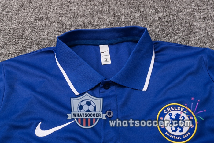 Training Polo Set FC Chelsea + Pants Blue White 2020-2021