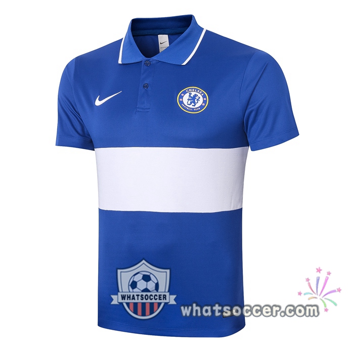 Training Polo Set FC Chelsea + Pants Blue White 2020-2021