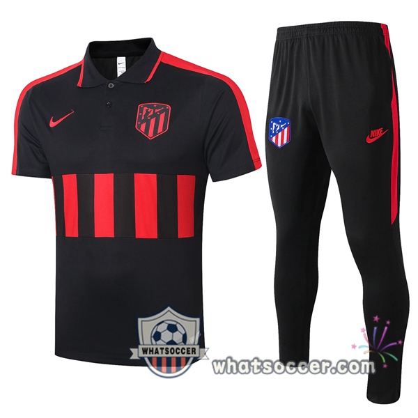 Training Polo Set Atletico Madrid + Pants Black Red 2020-2021
