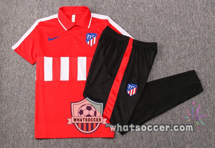 Training Polo Set Atletico Madrid + Pants Red White 2020-2021