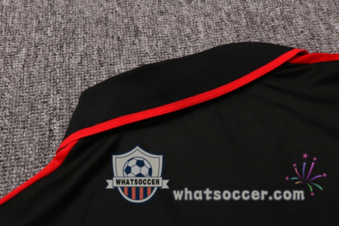 Training Polo Set AS Roma + Pants Black Red 2020-2021