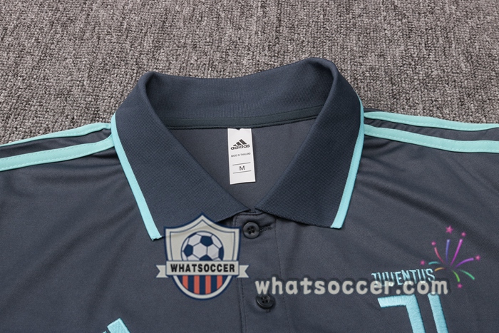 Training Polo Set Juventus + Pants Gray Blue 2020-2021