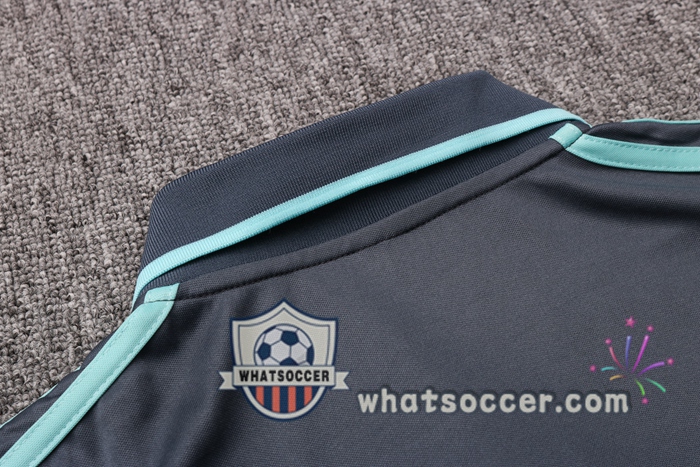 Training Polo Set Juventus + Pants Gray Blue 2020-2021
