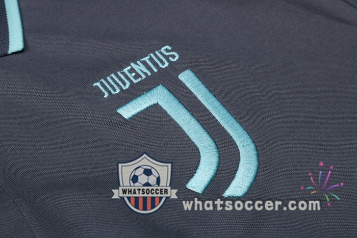 Training Polo Set Juventus + Pants Gray Blue 2020-2021