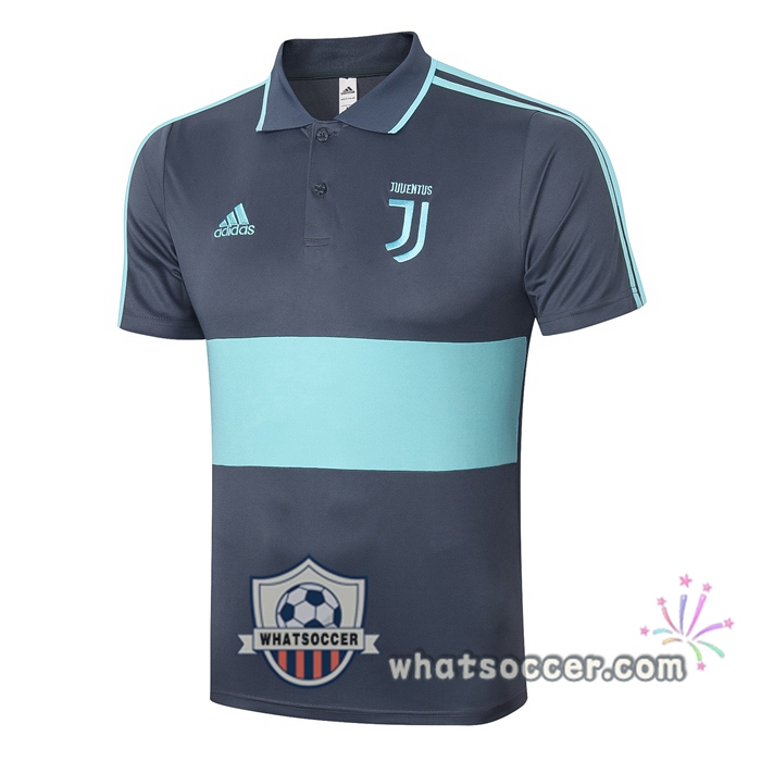 Training Polo Set Juventus + Pants Gray Blue 2020-2021