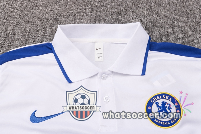 Training Polo Set FC Chelsea + Pants White Blue 2020-2021