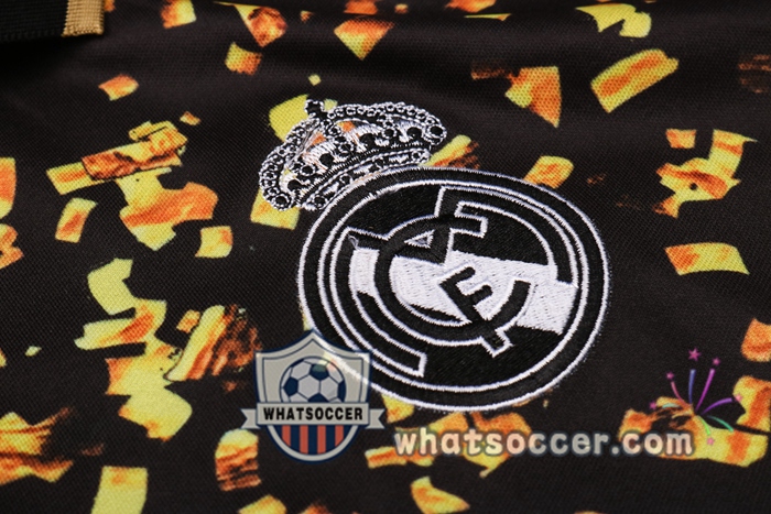 Training Polo Set Real Madrid + Pants Black Yellow 2020-2021