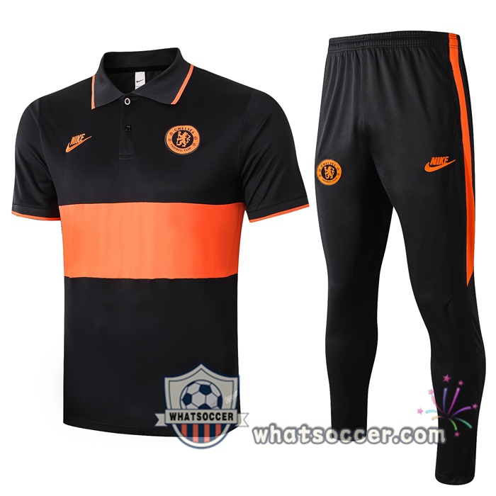 Training Polo Set FC Chelsea + Pants Orange 2020-2021